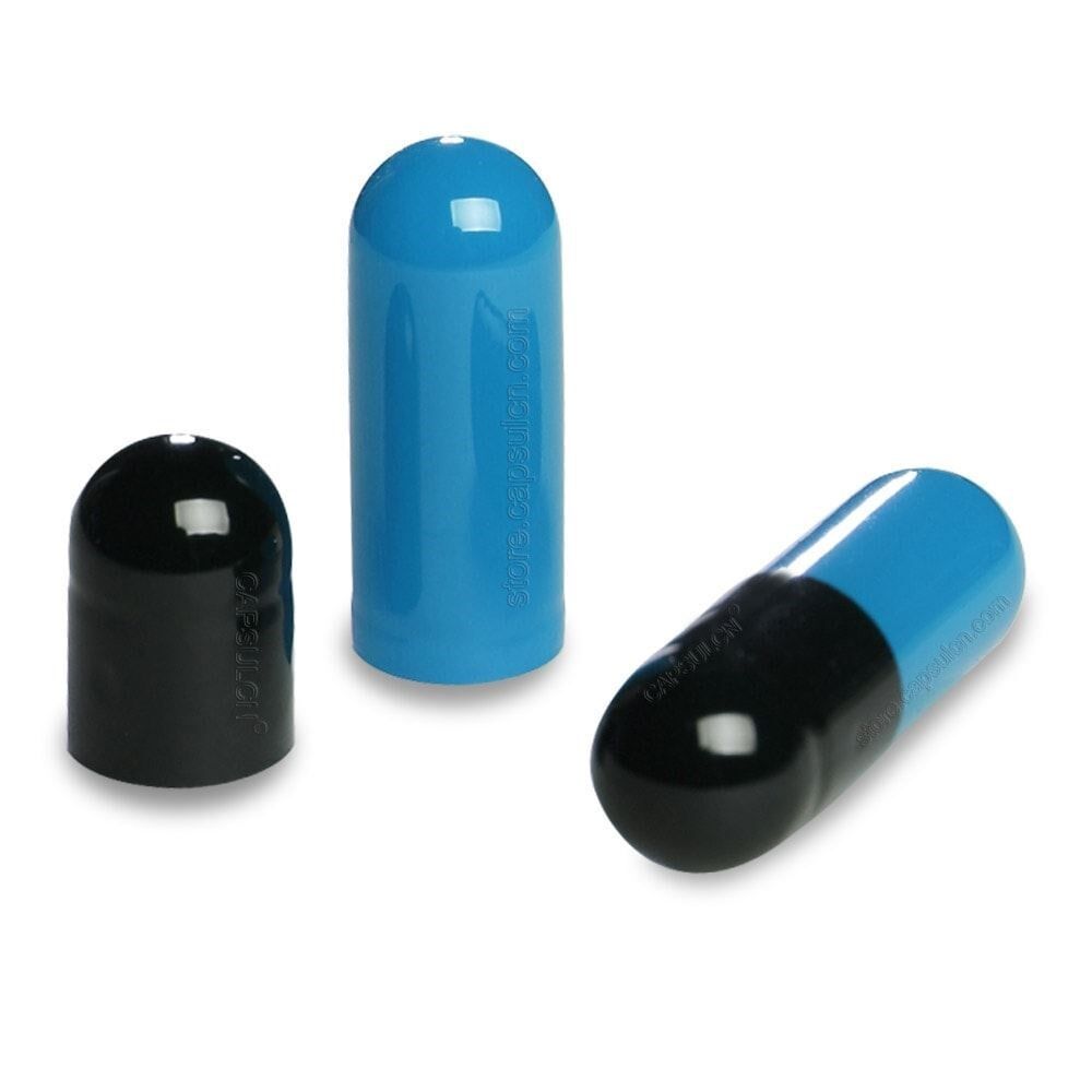 Picture of Size 00 black dark blue empty gelatin capsules