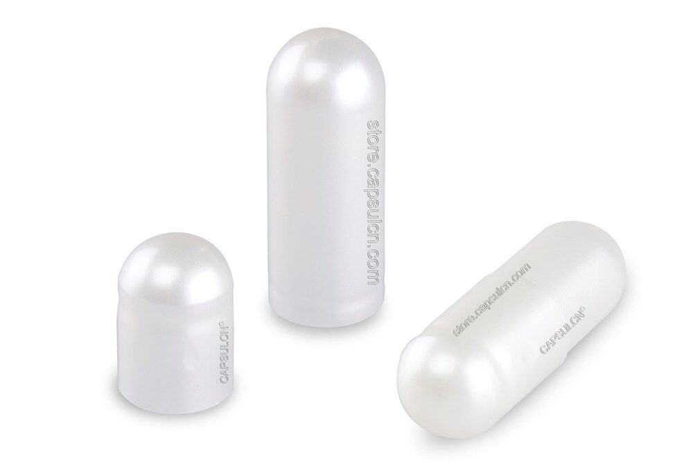 Picture of Size 0 White Metallic Empty Gelatin Capsules