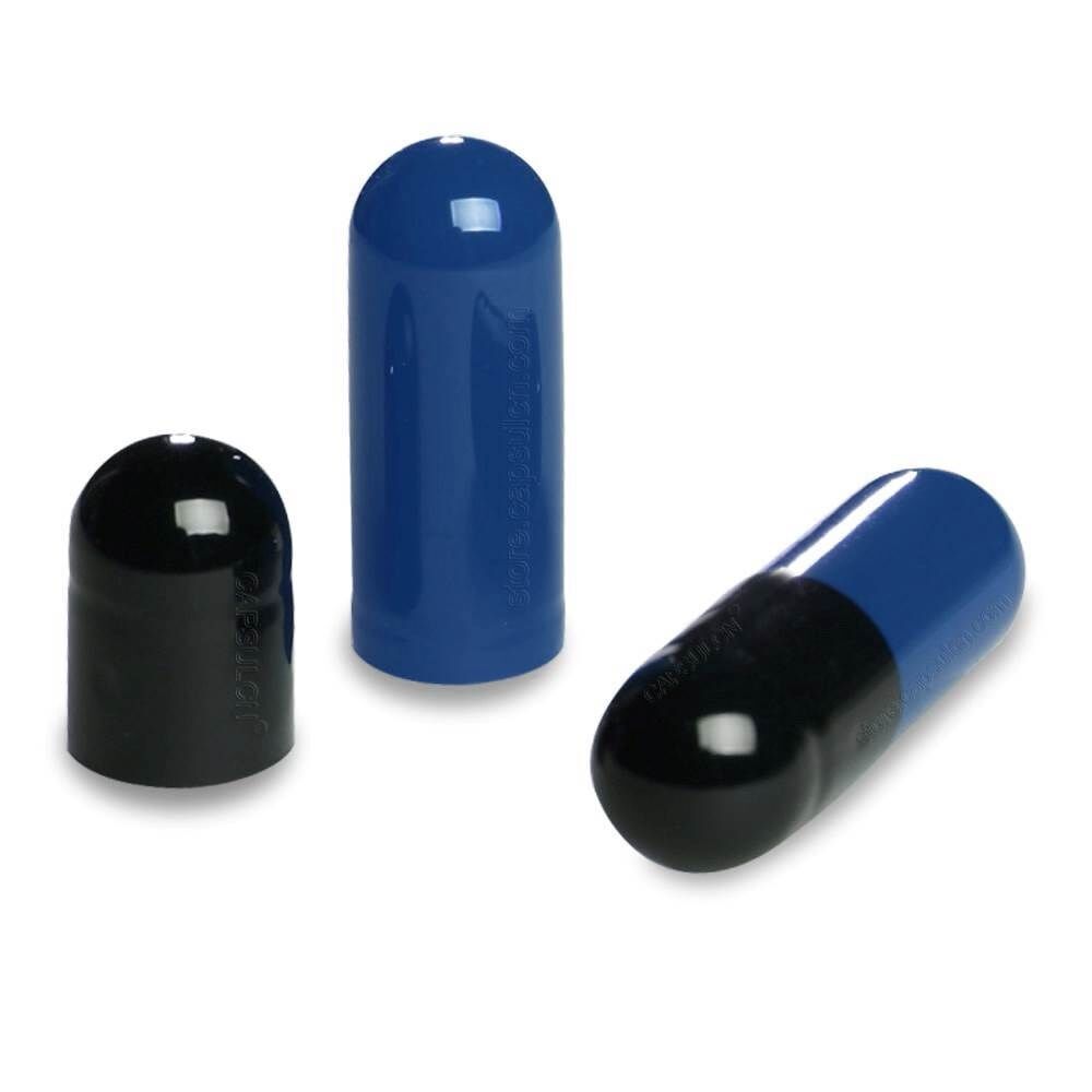 Picture of Size 00 black dark blue empty gelatin capsules