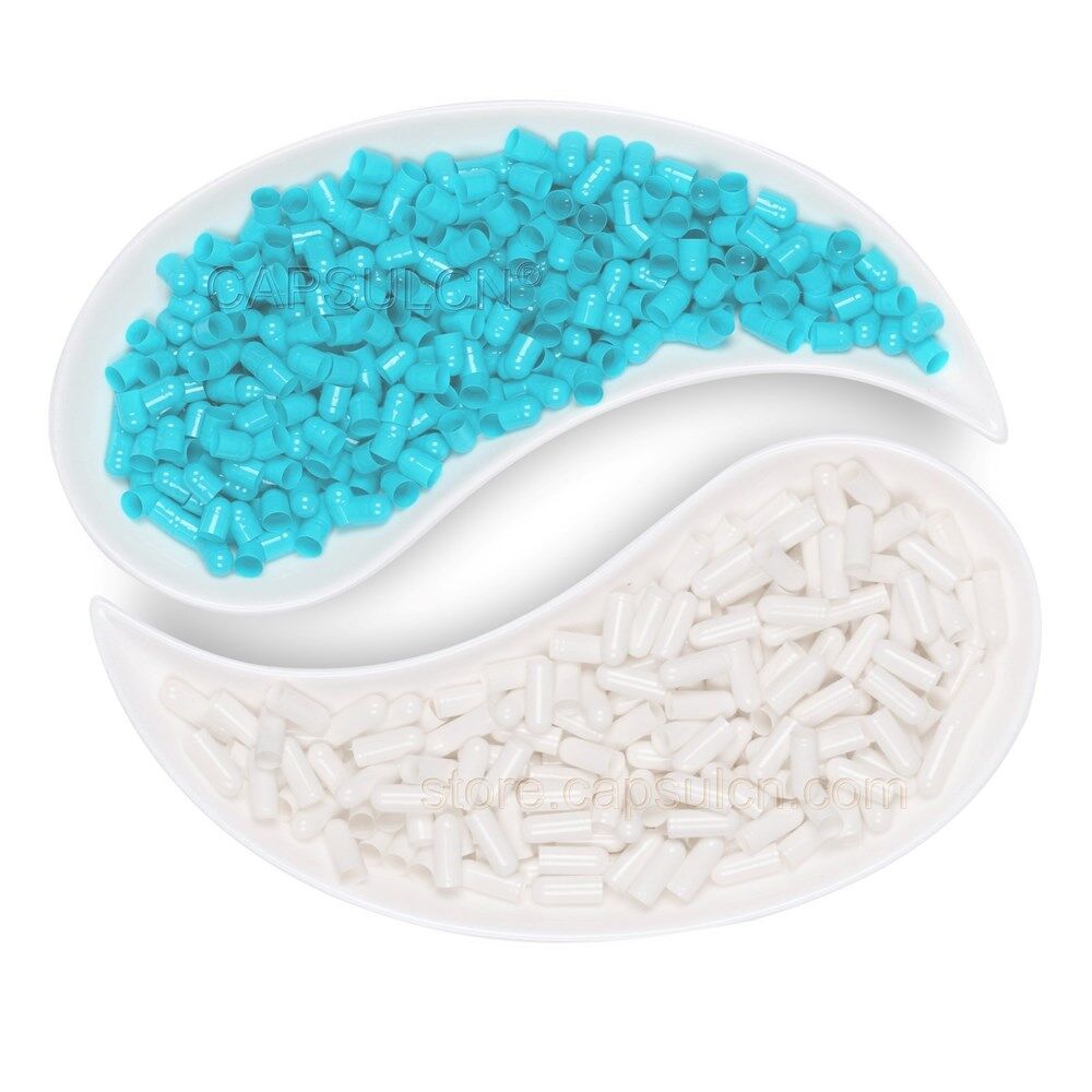 Picture of Size 4 light blue white empty gelatin capsules